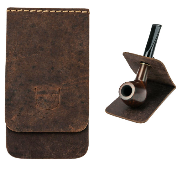 Pfeifenständer Büffelleder dunkelbraun antik